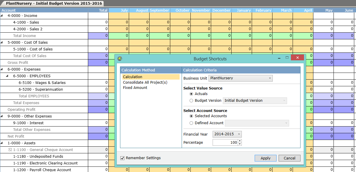 Create Budget Using YTD Actuals and Current Forecast Calxa Help Centre