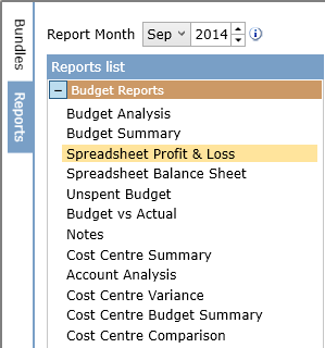 print profit and loss budget calxa help centre