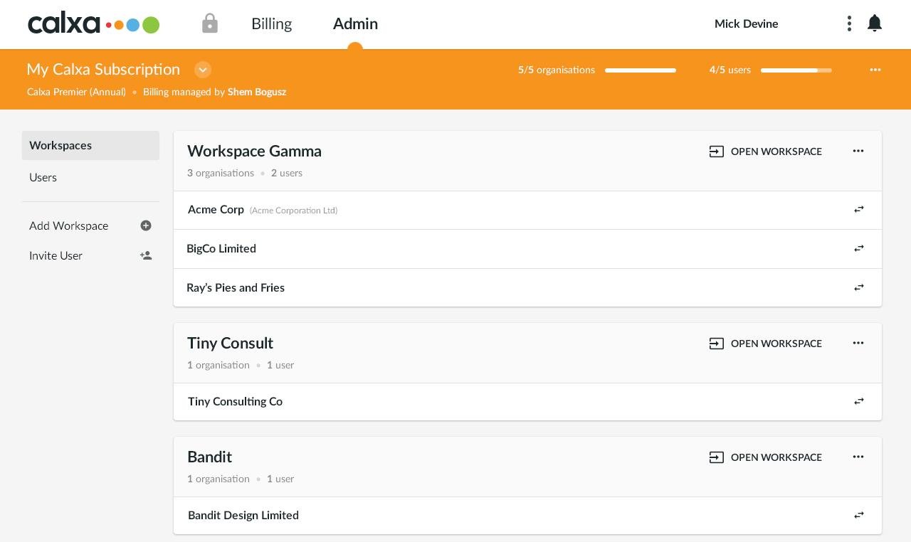 Admin Workspaces