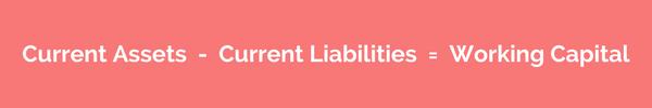 Current Assets Current Liabilities = Working Capital