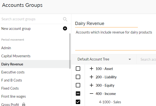 Account Groups - KPIs for Dairy Farmers