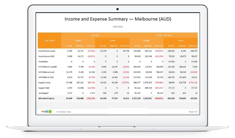 Reports for Not for Profits - Income and Expense Summary