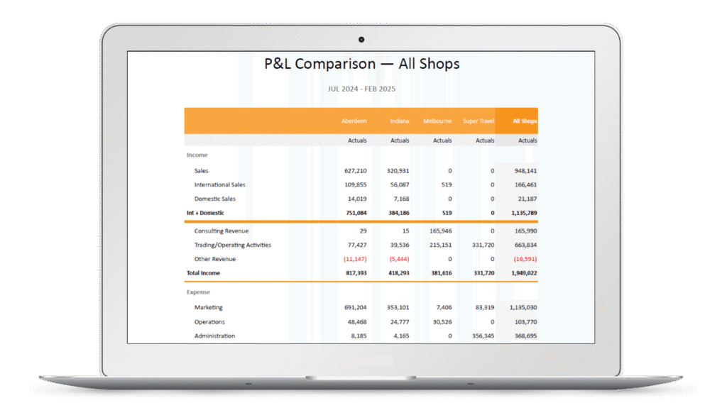 2025 P and L Comparison Multi Company Report