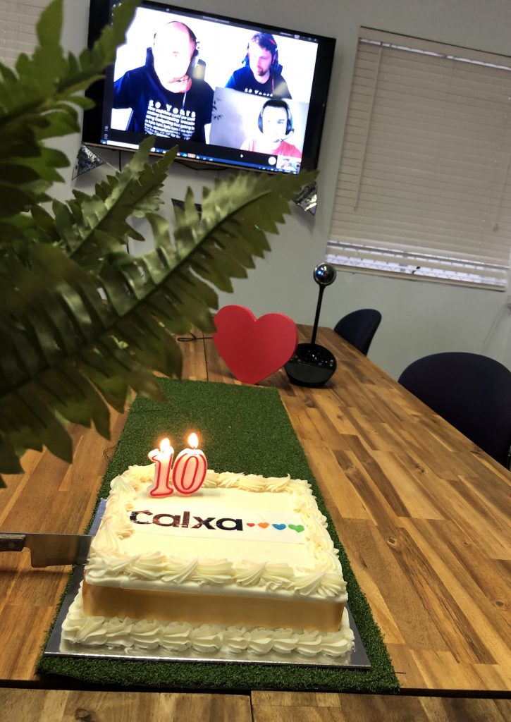 Calxa Team Celebrates 10-Year Anniversary with Cake