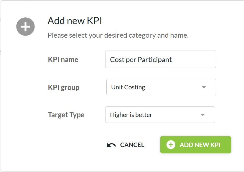 Unit Costing Guide - Add New KPI