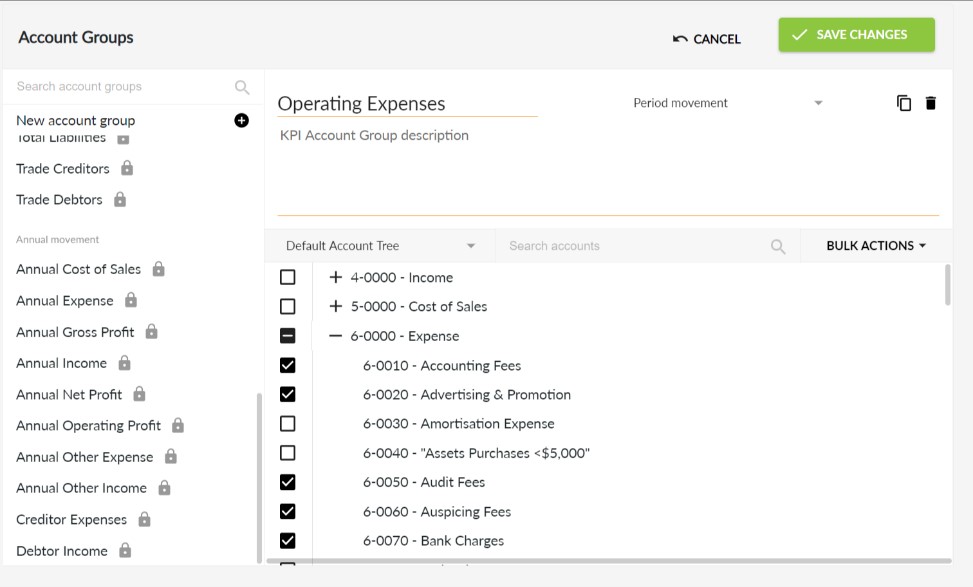 Unit Costing - KPI Account Selection