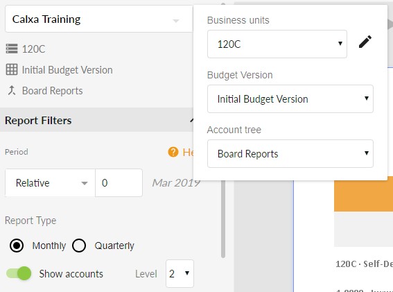 Unit Costing - Report Select Account Tree