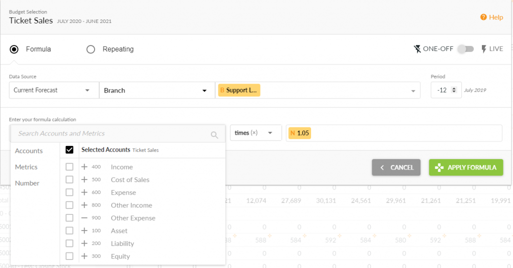 Budget Formulas - Sales Increase