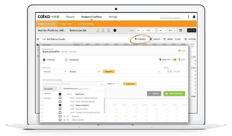 Calxa Budgeting Tool - Formula Wages