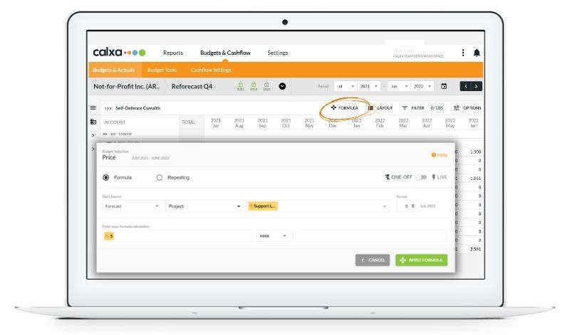 Calxa Budgeting Tool - Recurring Formula 1 Mo