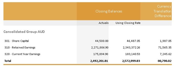 Consolidated Groups - FX Translation Difference Report