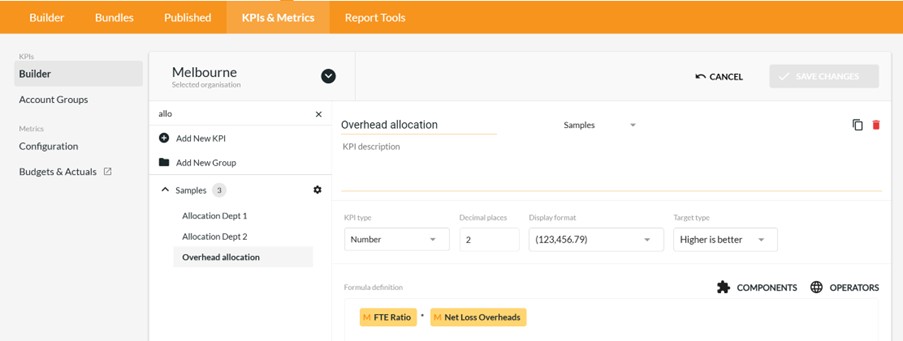 Overhead Costs by Department - Overheads Allocation KPI
