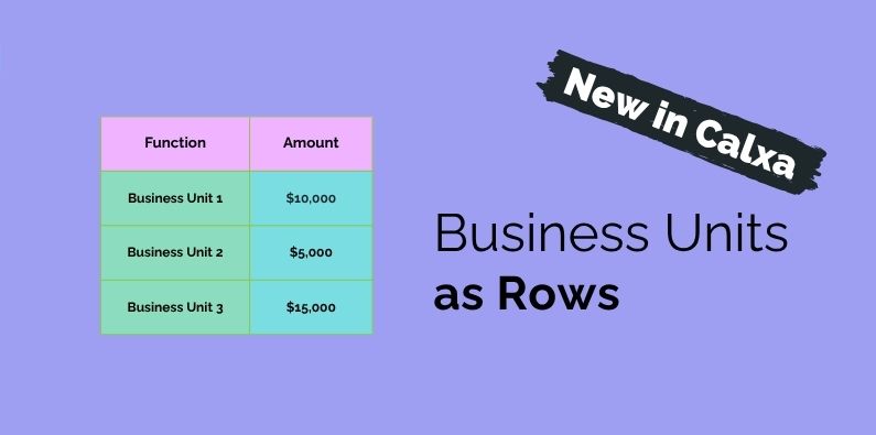 New in Calxa - Business Units as Rows
